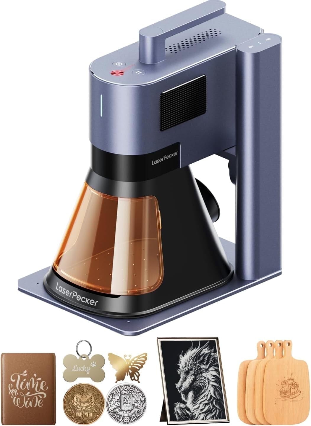 LaserPecker LP5 Dual Laser Engraver, 20W Fiber & Diode Machine with 0.0027mm Precision for Metal, Wood and Jewelry, 3D Grayscale and Color Engraving