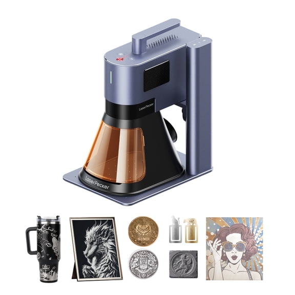 LaserPecker LP5 20W Fiber & Diode Dual Laser Engraver Machine with 0.0027mm Precision for Metal, Wood and Jewelry, 3D Grayscale and Color Engraving