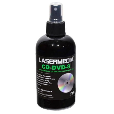 Lasermedia CD DVD Cleaning Solution Fluid (Not a Scratch Remover) 8 Ounce (237 ML) Spray Bottle Cleaner CD-DVD-8 Made in USA