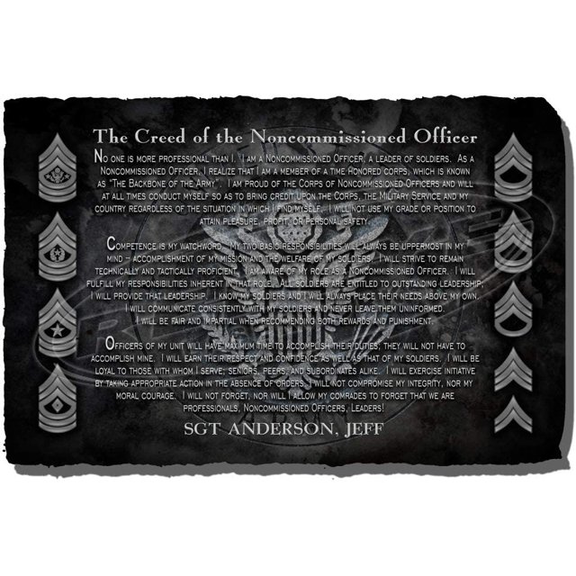 Laserworks Army NCO Creed Personalized Decorative Stone Plaque ...