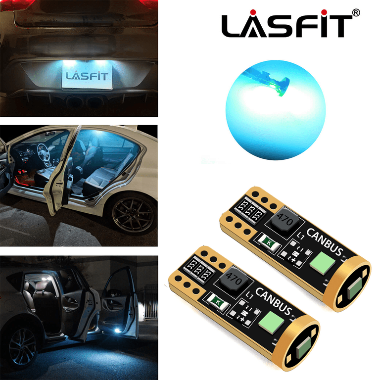 Lasfit 194 168 T10 192 2825 W5W LED Bulb Canbus Error Free, Non-Polarity 400lm Extremely Bright for Dome Map Courtesy Door License Plate Trunk Cargo