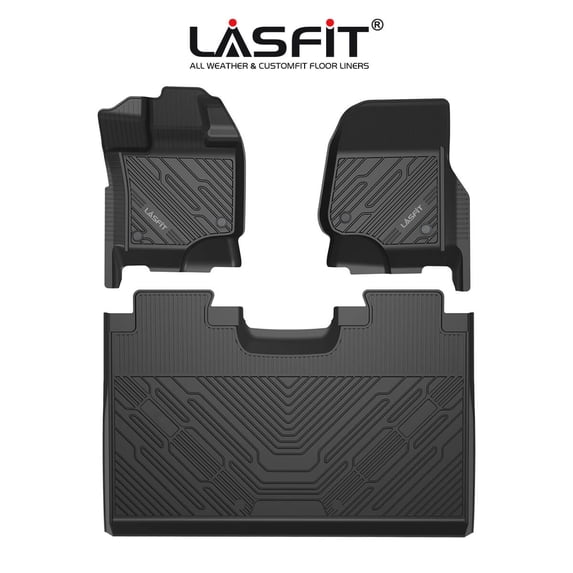 Lasfit 2022 2021 2020 2019 2018 Ford F-150 Crew Cab Floor Mats w/Front Bucket Seating, All Weather Mats Custom Fit Floor Liners Set TPE Material, Black