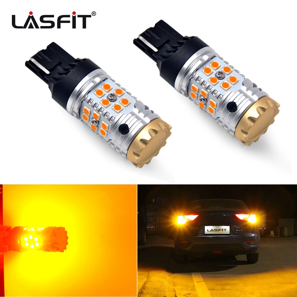 No Hyper Flash 24W Amber 7440 W21W T20 LED Bulb For Front/Rear