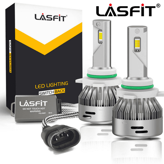 Lasfit 9006 HB4 LED Headlight Bulbs Switchback Low Beam Fog Light, 60W 6000LM Amber/White 2 Modes | 2 Bulbs