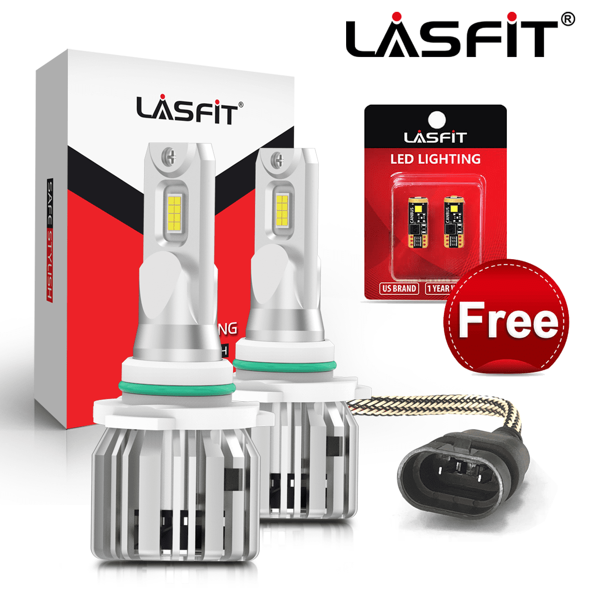 Lasfit 9012 HIR2 LED Headlight Bulbs Super Bright High Low Beam