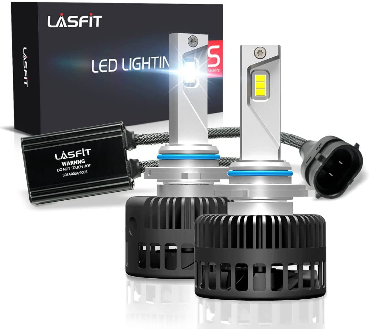 Lasfit 9012 HIR2 LED Headlight Bulbs Super Bright High Low Beam, Easy  Installation,IP67 Waterproof,72W 8000LM 6000K, LS Plus Series,Pack of 2 