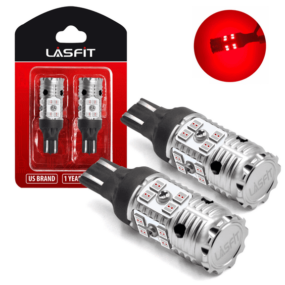 Lasfit 912 921 T15 LED Light Bulbs Third Brake Center High Mount Stop Light ,Canbus Error Free , Red | 2 Bulbs