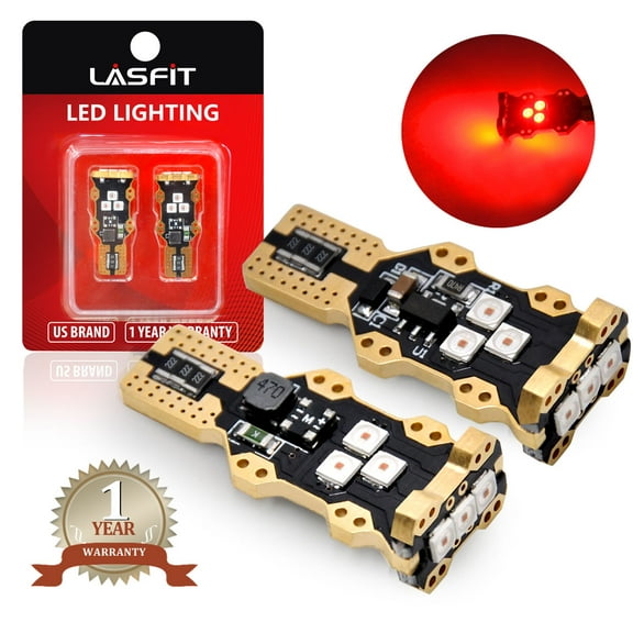 Lasfit 912 921 T15 W16W LED Light Bulbs for Third Brake Center High Mount Stop Light Bulbs, Brillant Red | 2 Bulbs