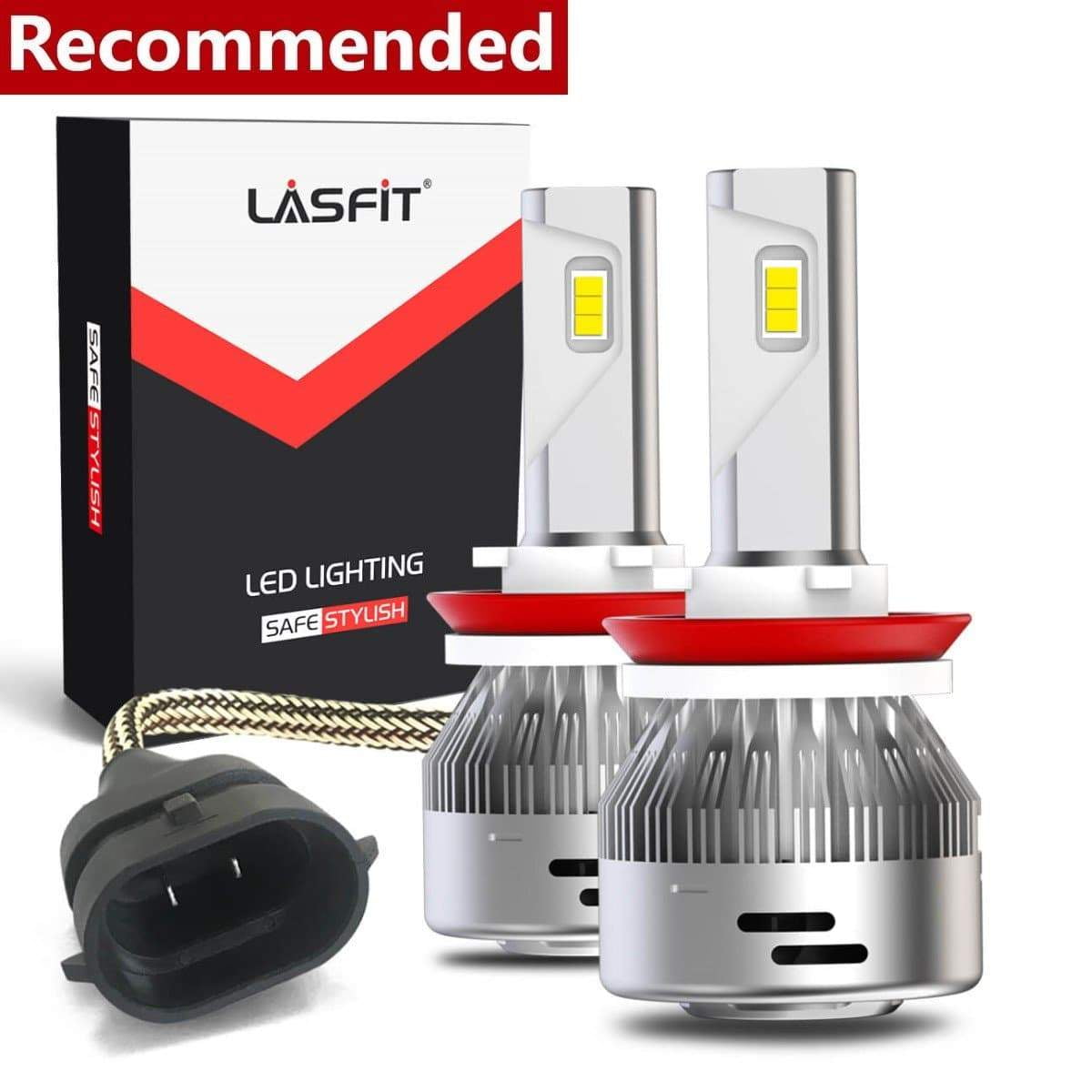 LASFIT H11 H8 H9 LED Light Bulbs, 2023 Super Bright H16 6000K Mini Size  Easy Install, New Upgrade Non-Polarity - Pack of 2