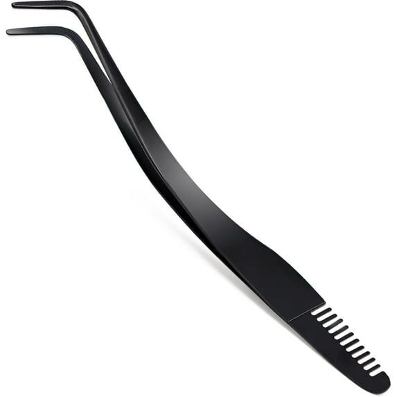 Lash Applicator Tool with Comb, Curved Eyelash Tweezers for Precision Placement and Application, Stainless Steel Lash Tool for DIY Eyelash Extensions, Individual Clusters