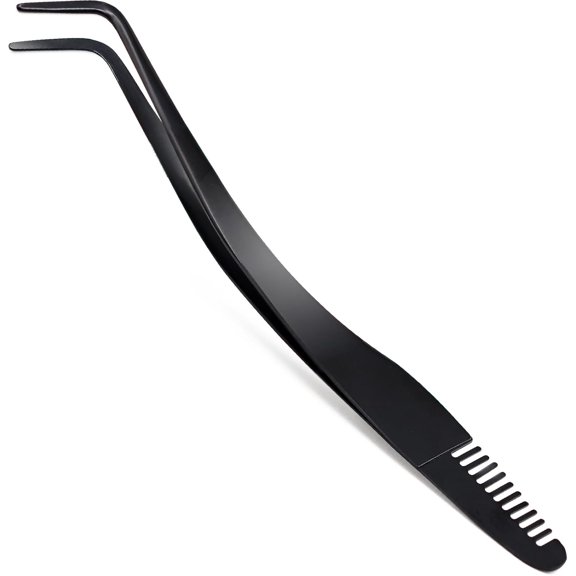 Lash Applicator Tool with Comb, Curved Eyelash Tweezers for Precision Placement and Application, Stainless Steel Lash Tool for DIY Eyelash Extensions, Individual Clusters