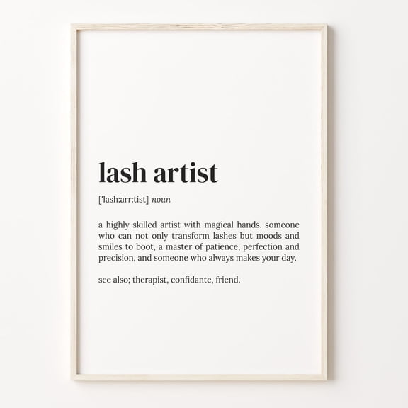 Lash Artist Definition Quote Wall Art Poster Unframed Paper Print