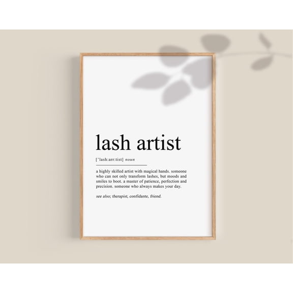 Lash Artist Gift, Lash Artist Definition Poster, Lash Salon Decor, Lash Tech Gift, Lash Technician Gifts, Lash Salon Home Decor, 12x18 UNFRAMED