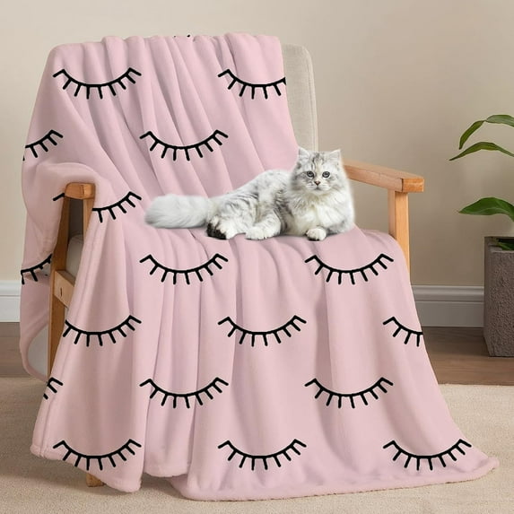 Lash Blanket Fuzzy Pink Throw Blankets Cozy Soft Throw Blanket for Couch Bed Lash Room Decor, Flannel Fleece Blanket for Women Girls Kids, Fluffy Lightweight Blanket 60"X 50"