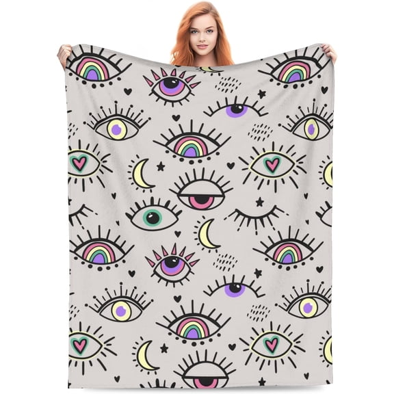 Lash Blanket for Lash Bed Eyes Eyelash Throw Blankets Gifts for Women Girls Cartoon Lightweight Soft Fleece Cozy for Sofa Couch Bed Room Travel Party Birthday Decor 40x50in