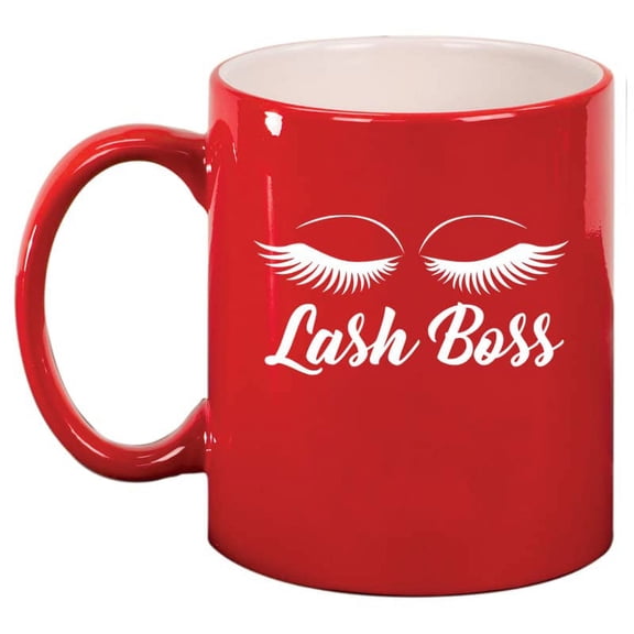 Lash Boss Makeup Lash Extension Artist Ceramic Coffee Mug Tea Cup Gift (11oz Red)