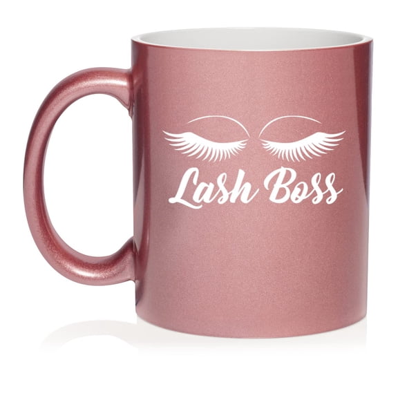 Lash Boss Makeup Lash Extension Artist Ceramic Coffee Mug Tea Cup Gift (11oz Rose Gold)