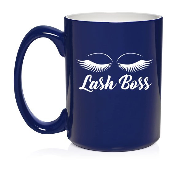 Lash Boss Makeup Lash Extension Artist Ceramic Coffee Mug Tea Cup Gift (15oz Blue)