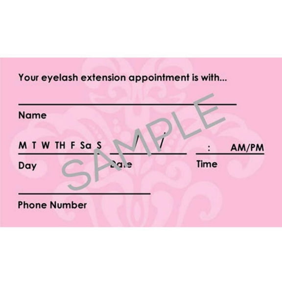 Lash Care Instructions & Appointment Card - 25 per Quantity