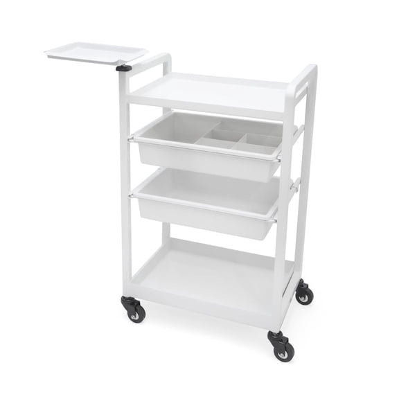 Lash Cart Beauty Eyelashes Cart Organizer Esthetician Utility Trolley Salon Spa Rolling Trolley with Wheels Metal Storage Tray Fully Assembled 4 Drawers White Elitzia ETST19