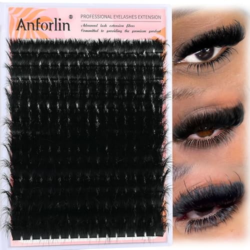 Lash Clusters 10-20mm Thick 200D Cluster Eyelash Extensions 224 Pcs D Curly Volume Eyelash Clusters 3D Mega Long Lash Clusters False Eyelashes DIY at Home, by