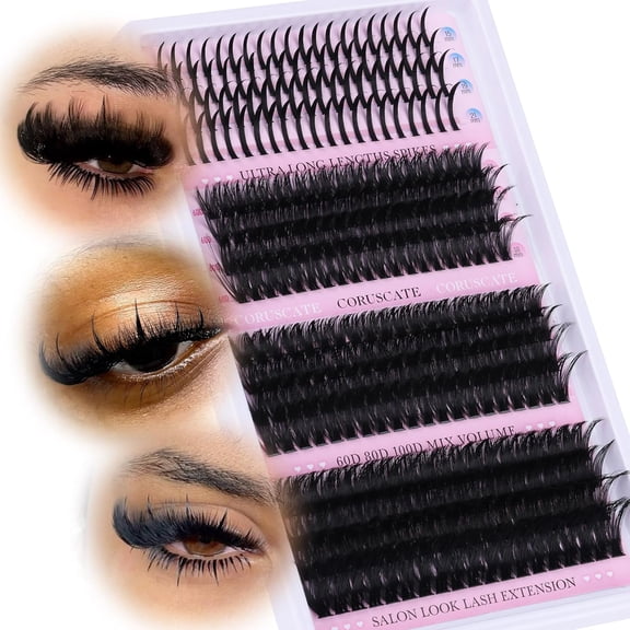 Lash Clusters 100D Long 12-20mm Lash Spikes Eyelash Clusters Volume Individual Lashes DIY Spiky Lash Extension Mega Cluster Eyelash Extensions Mink Strips Lashes Thick