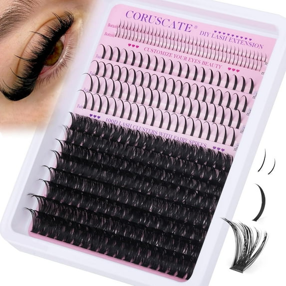Lash Clusters 100D Long 12-20mm Lash Spikes Eyelash Clusters Volume Individual Lashes DIY Spiky Lash Extension Mega Cluster Eyelash Extensions Mink Strips Lashes Thick