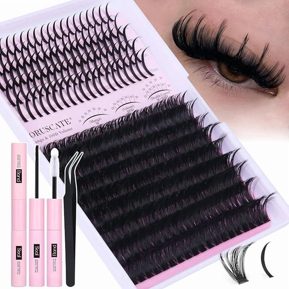 Lash Clusters 100D Long 12-20mm Lash Spikes Eyelash Clusters Volume Individual Lashes DIY Spiky Lash Extension Mega Cluster Eyelash Extensions Mink Strips Lashes Thick by CORUSCATE