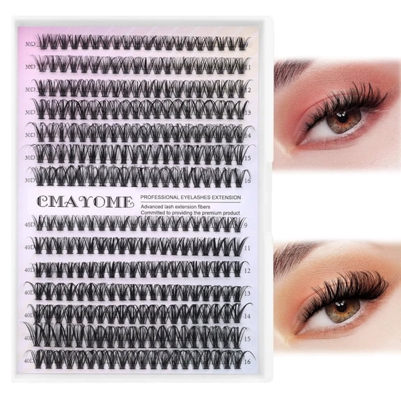 Lash Clusters 280pcs Individual Lashes 30D 40D Cluster Eyelash Extensions 9-16mm Eyelash Clusters Lash Extensions for Self Application (30D&40D, 0.07D, 9-16mm)
