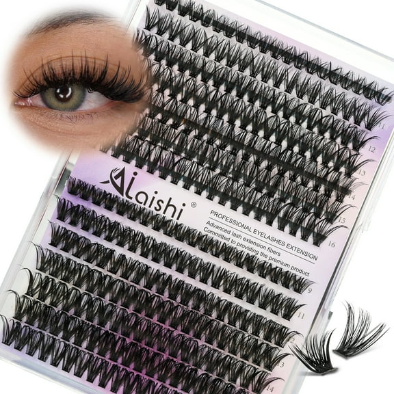 Lash Clusters, DIY Cluster Eyelash Extensions 9‑16mm, 40D 50D, 280pcs Fluffy D Curl Natural Lashes