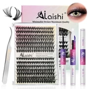Lash Clusters Kit, DIY Cluster Eyelash Extensions 9 16mm, 30D+40D, 280pcs Fluffy D Curl Natural Lashes with Lash Bond and Seal, Tweezers