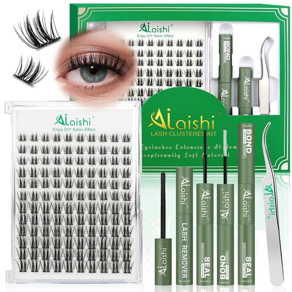 Lash Clusters Kit, DIY 3D Cluster Eyelash Extensions 10‑18mm,120pcs Fluffy D Curl Soft Natural Lashes with Bond and Seal,Remover,Tweezers