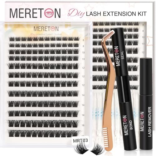 Lash Clusters Extension Kit, MERETON DIY Natural D Curl Lash Clusters