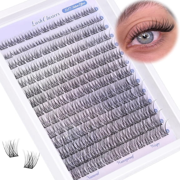 Lash Clusters Individual Eyelash Extensions Thin & Invisible Band DIY False Eyelashes for Self-application Newbie's Five-Second Series Wispy Lash Tray, LuxeBold 8-16mm Mixed Length