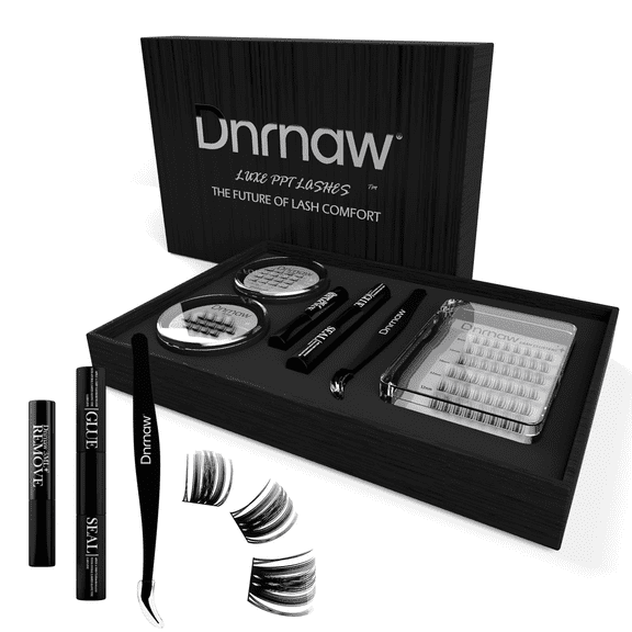 Dnrnaw Lash Clusters Kit, 150H Waterproof DIY Eyelash Extensions 8-16mm, Wispy Fluffy Korean PBT Cluster Lashes with Glue & Seal for Natural Volume Look