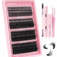 thumbnail image 1 of Lash Clusters Kit 40D+60D+80D+100D Volume Lashes Extensions Kit 10-16mm Wispy Individuals Fake Eyelash, 308Pcs All-in-1 Pack with Bond and Seal|Tweezers |Removers |Eyelash & Eyebrow Brush, 1 of 10