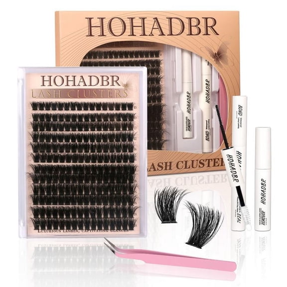 Lash Clusters Kit Natural Individual Lashes Wispy Eyelash Extensions 10-16mm DIY Lash Extension Kit Lash Bond and Seal Waterproof, Lash Applicator, Thick False Eyelashes Kit