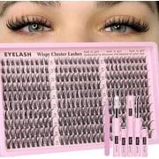 Lash Clusters Kit Wispy Eyelash Clusters Lashes Natural DIY Lash Extension Kit 10-16mm Cluster Eyelash Extensions Kit 300pcs C Curl Individual Lashes Cluster Eyelash