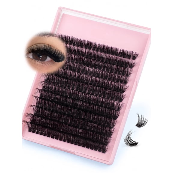 Lash Clusters Wispy 80D Eyelash Clusters D Curly 12-20MM Mix Length Cluster Eyelash Extensions Thick Volume Individual Lashes Clusters DIY Eye Lash Extension 3D Eyelashes Clusters at Home