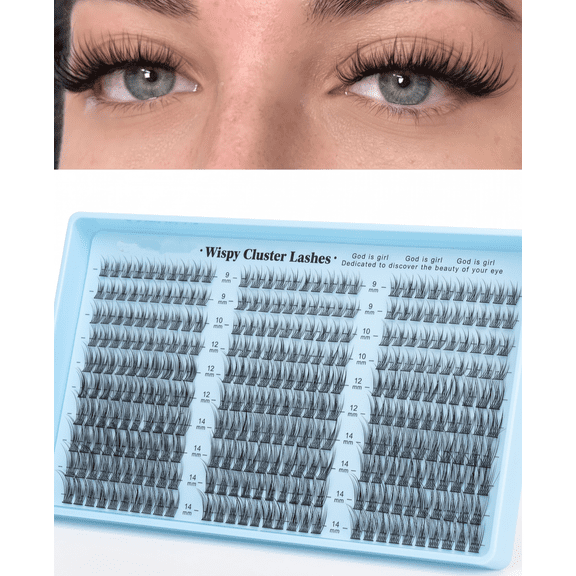 Lash Clusters Wispy 9-14mm Eyelash Clusters Natural DIY Cluster Eyelash Extensions Lash Individual 300pcs Short C Curve