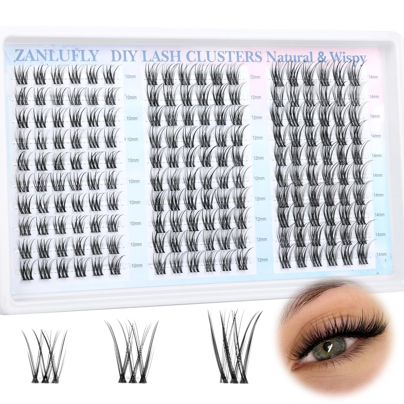 Bransfy Wimpern-Clusters Set – 168 Stück, 8–16 Mm, C-Curl, Wasserdicht, Mit Weichem Band Für Natürlichen Look