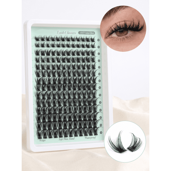 Lash Clusters Wispy Eyelash Clusters 10-18mm 168pcs Cluster Eyelash Extensions Natural Volume Lash Extensions DIY Individual Lashes Clusters with Soft Thin Band