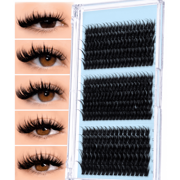 Individual Lashes Clusters D Volume Cluster Eyelash Extensions DIY Lash Cluster Extension Thick Eye Lash Cluster (10-16MM,3 Styles)