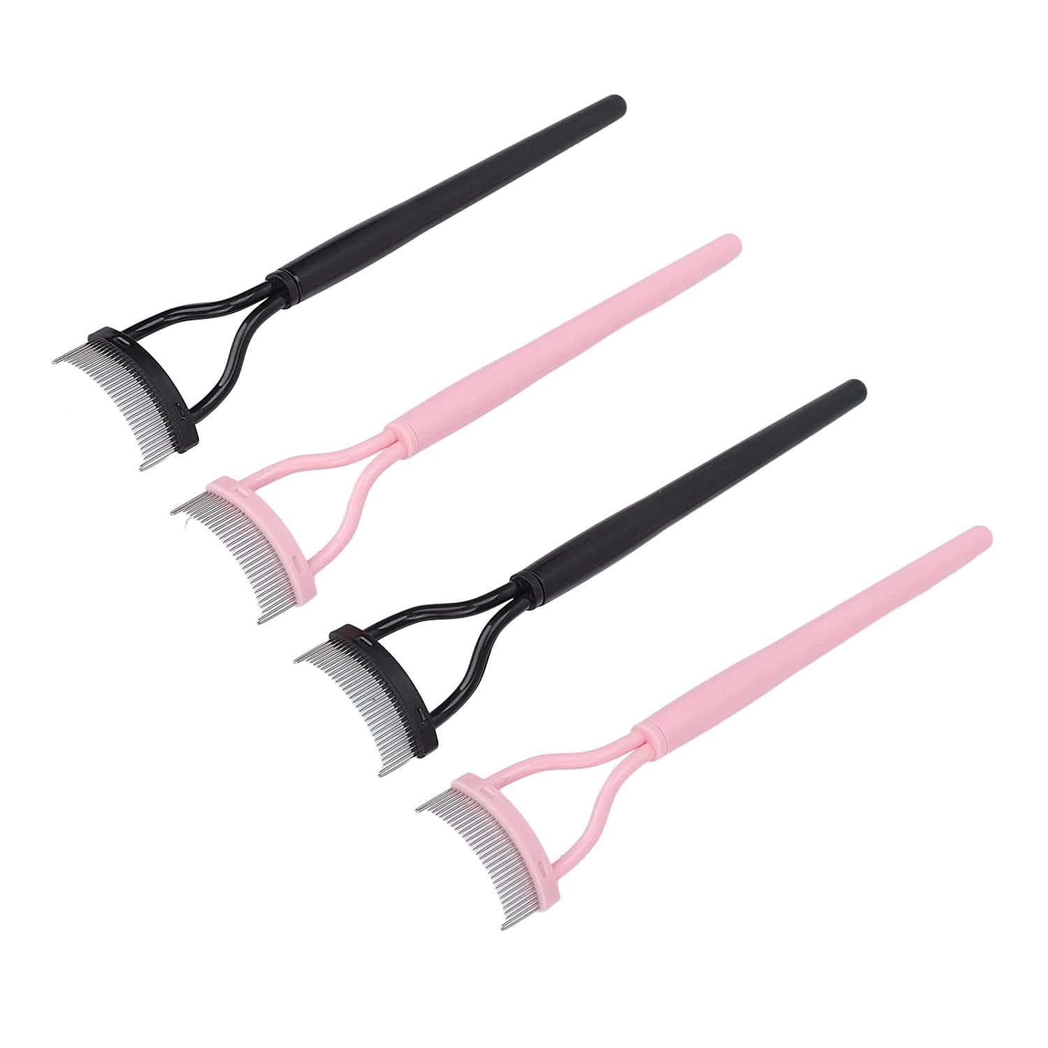 Lash Comb, Portable 4pcs Eyelash Separator Tool Stainless Steel Teeth Safe with Cover for Travel