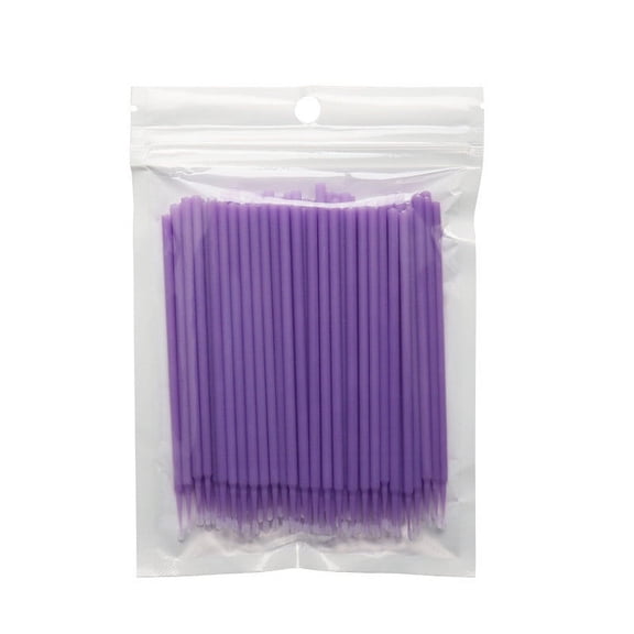 Lash Extension Brushes, 100 Pack Lavender Micro Applicator Swabs for Eyelash Glue, Adjustable Handle Makeup Tools for Precise Application and Removal, Salon & Home Use