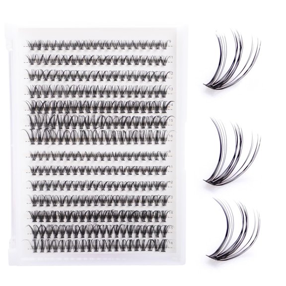 Lash Extension Kit DIY 280pcs Individual Eyelash Extension Kit 0.07D 9-16MIX 30D 40D Cluster Lashes Kit Lash Extensions Super Thin & Soft Lashes Reusable