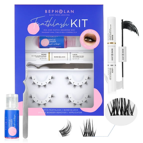 Lash Extension Kit False Eyelashes - Bepholan Lash Clusters With Lash Bond Sealer Glue Remover 24 Clusters lash Natural Look C curl Lashes Pack, CT05-10mm