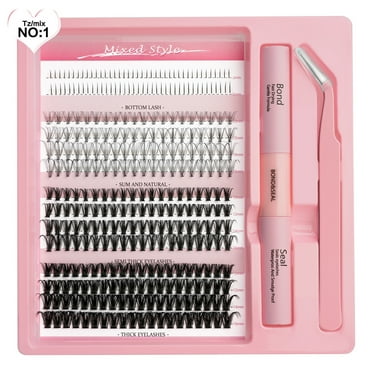 HAOLAOYULU Lash Extension Kit Wispy Lash Clusters Kit 103050D/204060D Mixed Natural Cluster Eyelash Extension Kit 0.05D Individual Lashes With Lash Bond And Seal Lash Tweezers Lashes For Small Eyes