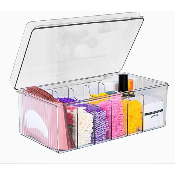 Lash Extension Organizer and Storage, Lash Cart Organizer, Eyelash Extension Supplies Storage Box, Acrylic Lashes Container, Eyelash Beauty Organizer with Clear Lid