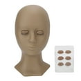 Lash Extension Practice Mannequin Head Silicone Makeup Training Head with 4 Pairs Replaceable